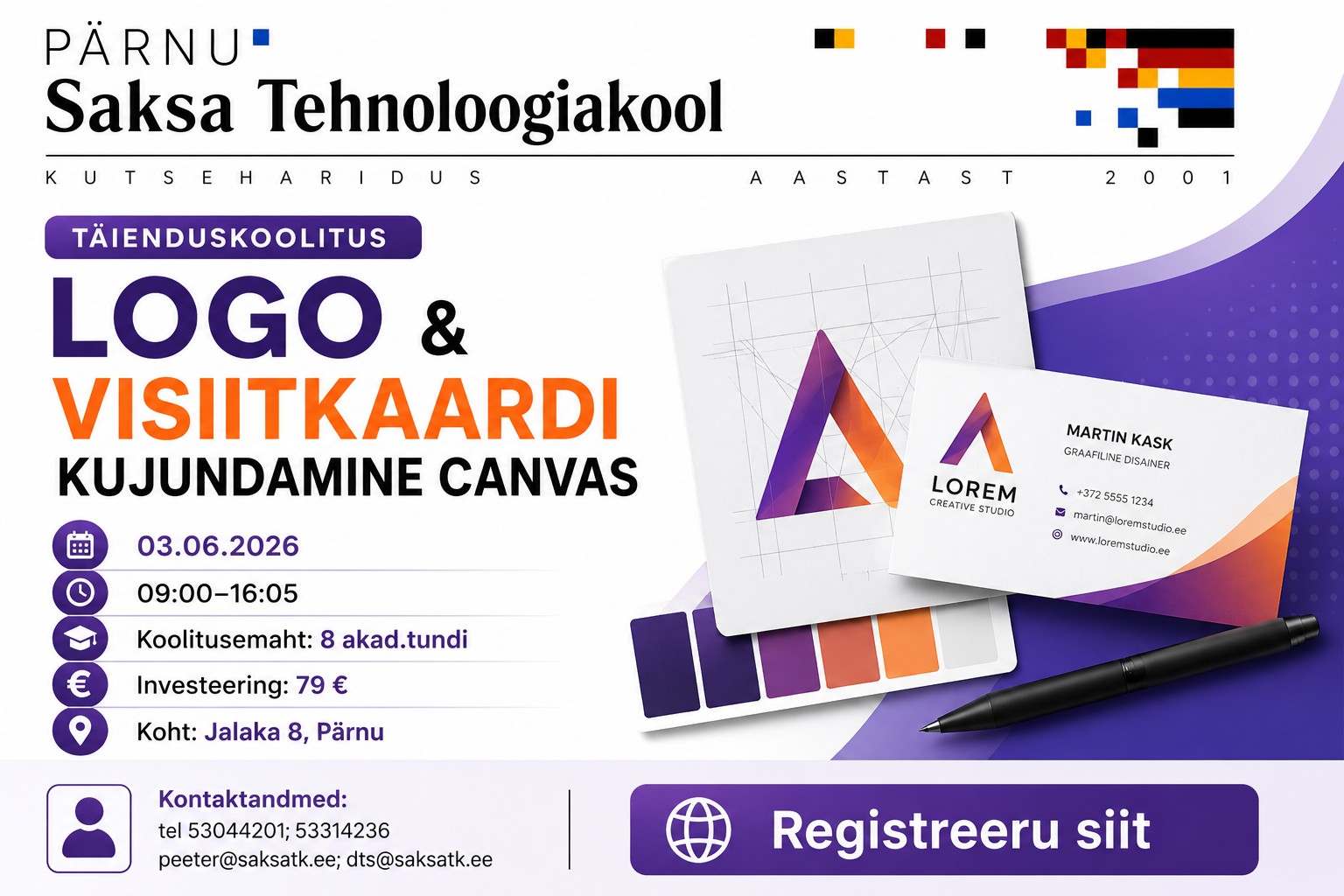 Logo ja visiitkaardi kujundamine Canvas 03.06.2026